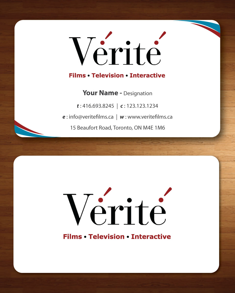 Business Card Design by Sbss for Vérité Films Inc. | Design #1217036