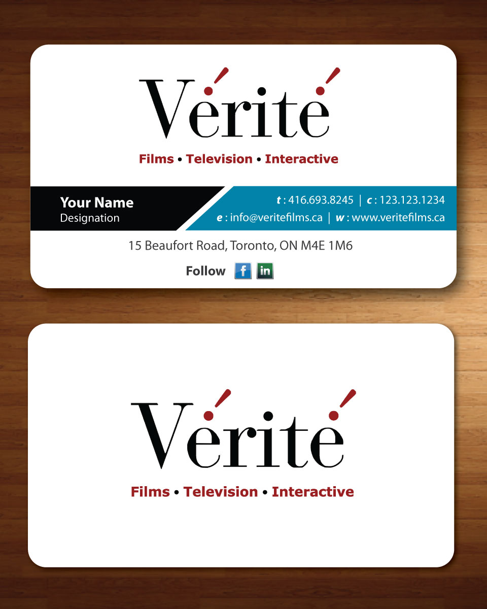 Business Card Design by Sbss for Vérité Films Inc. | Design #1217038