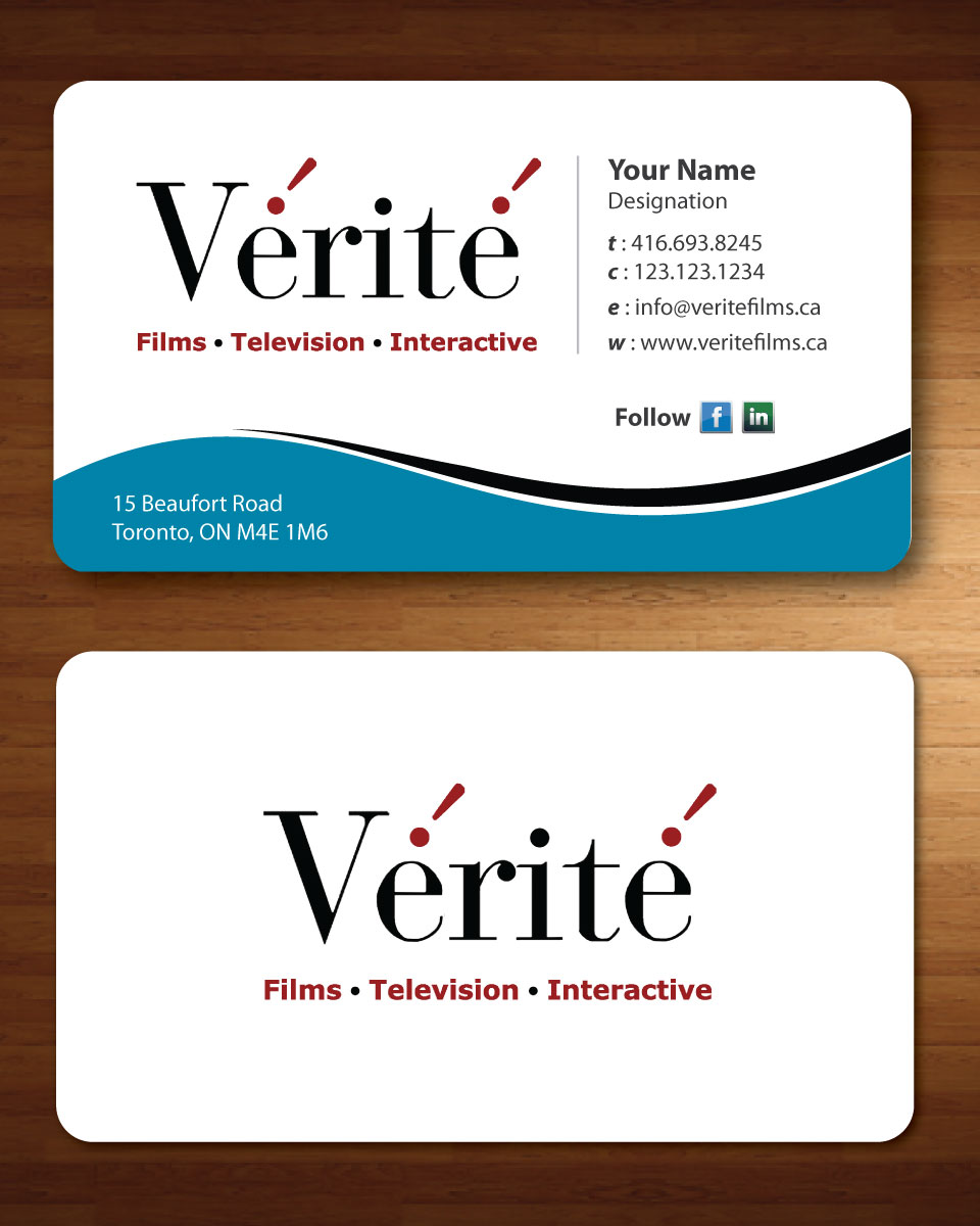 Business Card Design by Sbss for Vérité Films Inc. | Design #1217040
