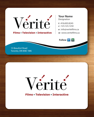 Business Card Design by Sbss for Vérité Films Inc. | Design: #1217040