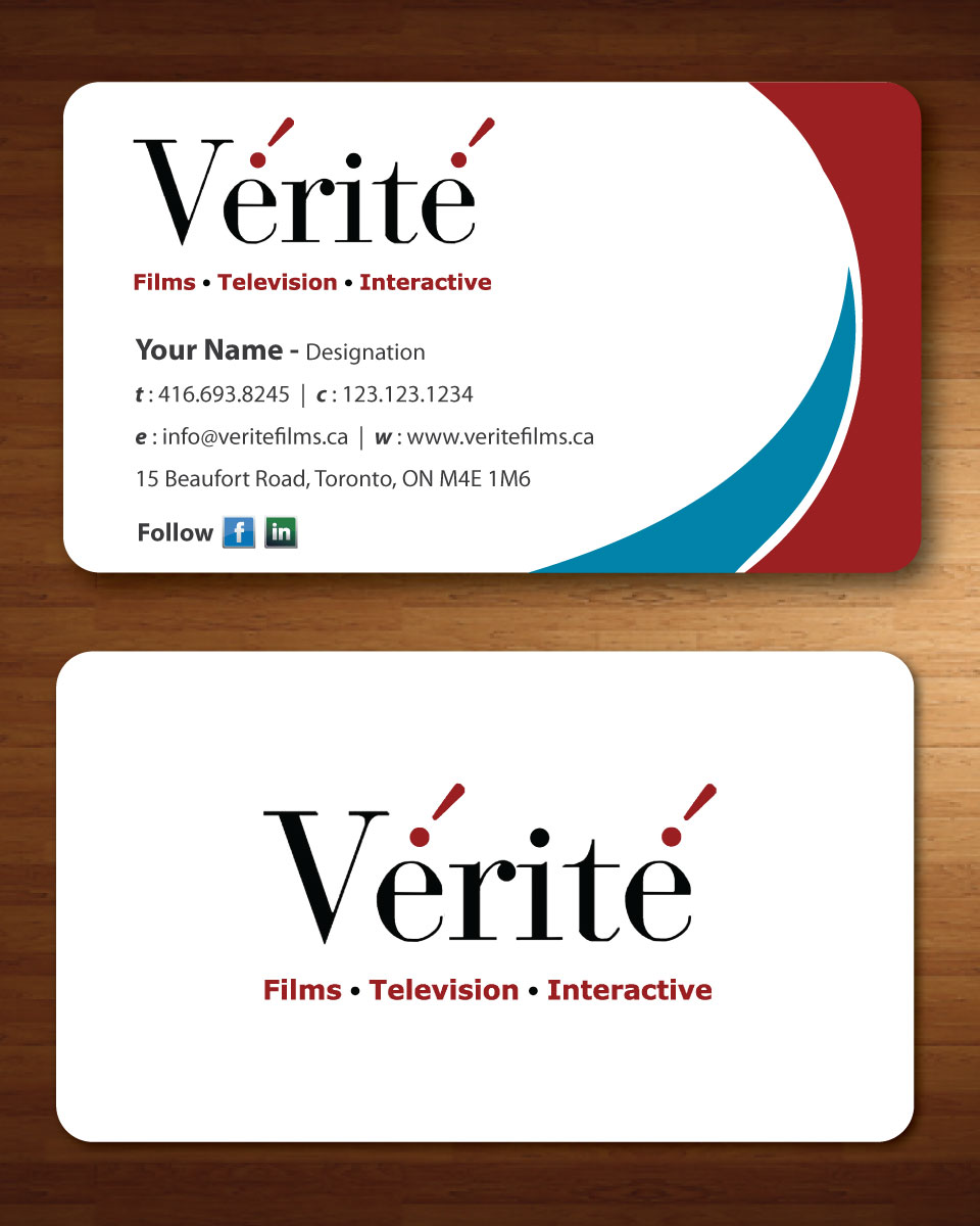 Business Card Design by Sbss for Vérité Films Inc. | Design #1217043