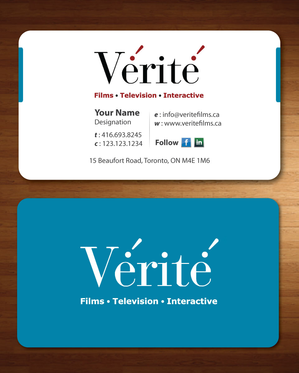 Business Card Design by Sbss for Vérité Films Inc. | Design #1217044