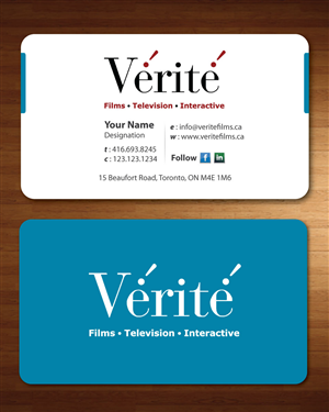 Business Card Design by Sbss for Vérité Films Inc. | Design: #1217044
