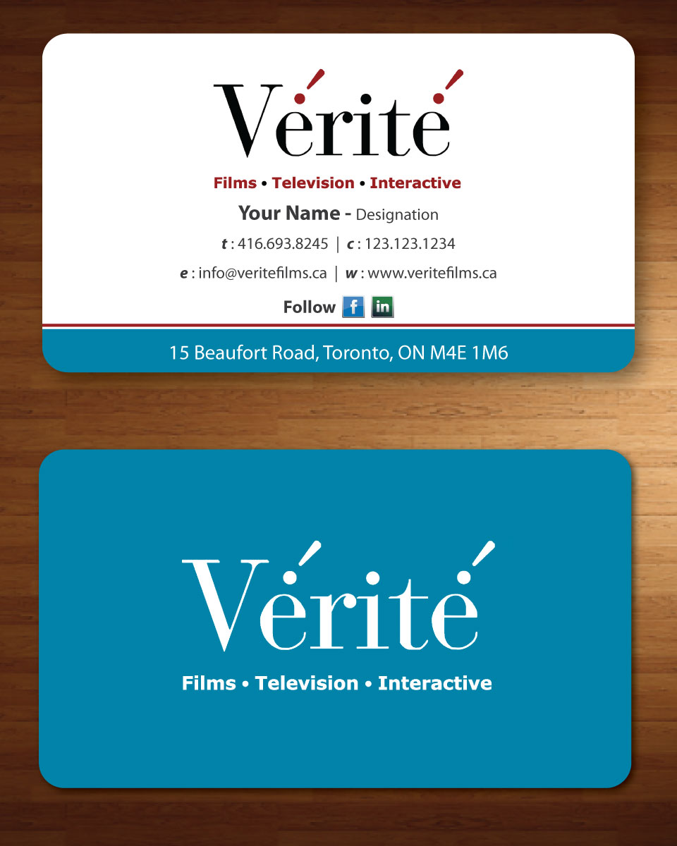 Visitenkarten-Design von Sbss für Vérité Films Inc. | Design #1217045