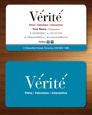 Business Card Design by Sbss for Vérité Films Inc. | Design: #1217045
