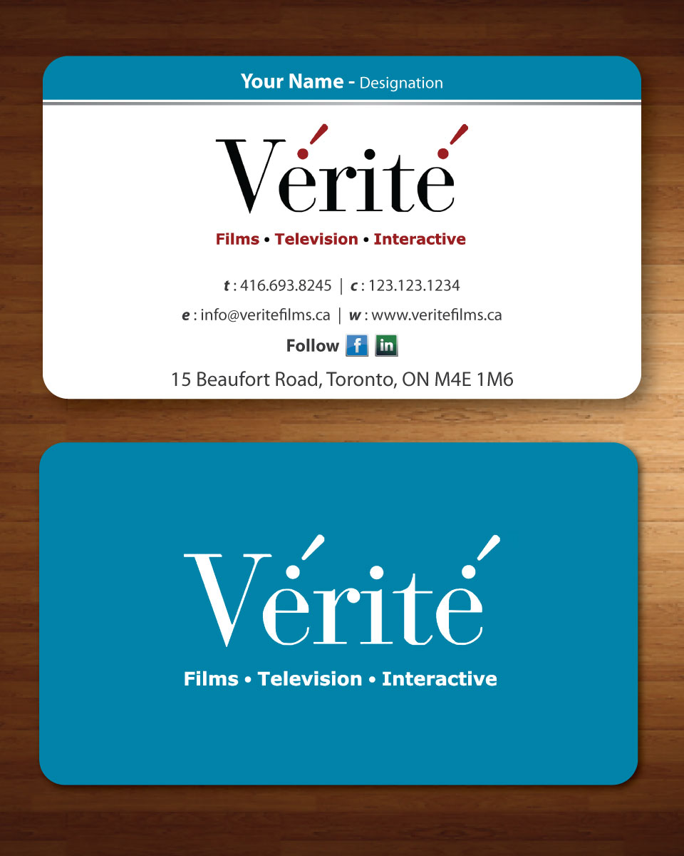 Visitenkarten-Design von Sbss für Vérité Films Inc. | Design #1217046