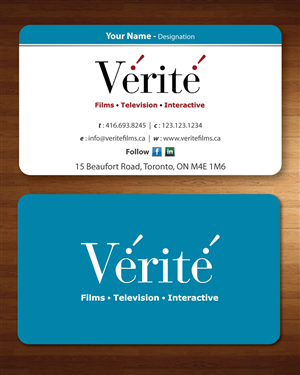 Business Card Design by Sbss for Vérité Films Inc. | Design: #1217046