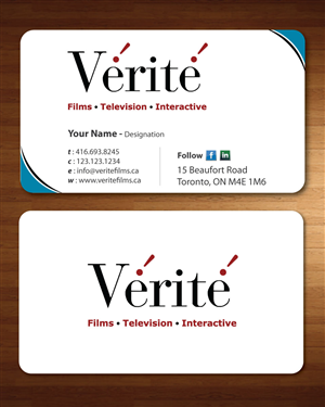 Business Card Design by Sbss for Vérité Films Inc. | Design: #1217048