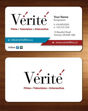 Business Card Design by Sbss for Vérité Films Inc. | Design: #1217049