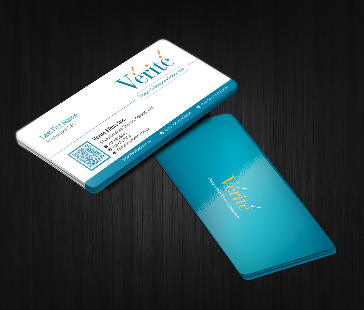 Business Card Design by anxongdzong for Vérité Films Inc. | Design #1215943