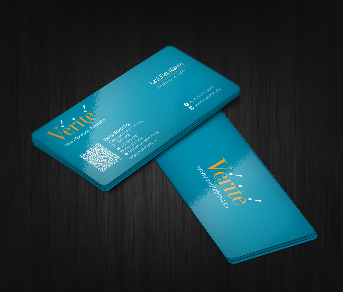 Business Card Design by anxongdzong for Vérité Films Inc. | Design #1215946