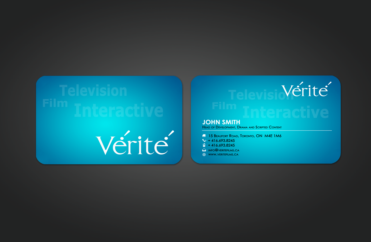 Business Card Design by Sarah Mathews for Vérité Films Inc. | Design #1278642
