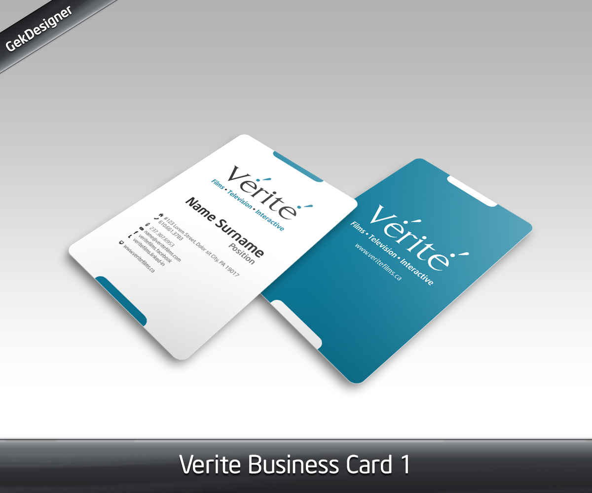 Business Card Design by gekgrfx for Vérité Films Inc. | Design #1228329