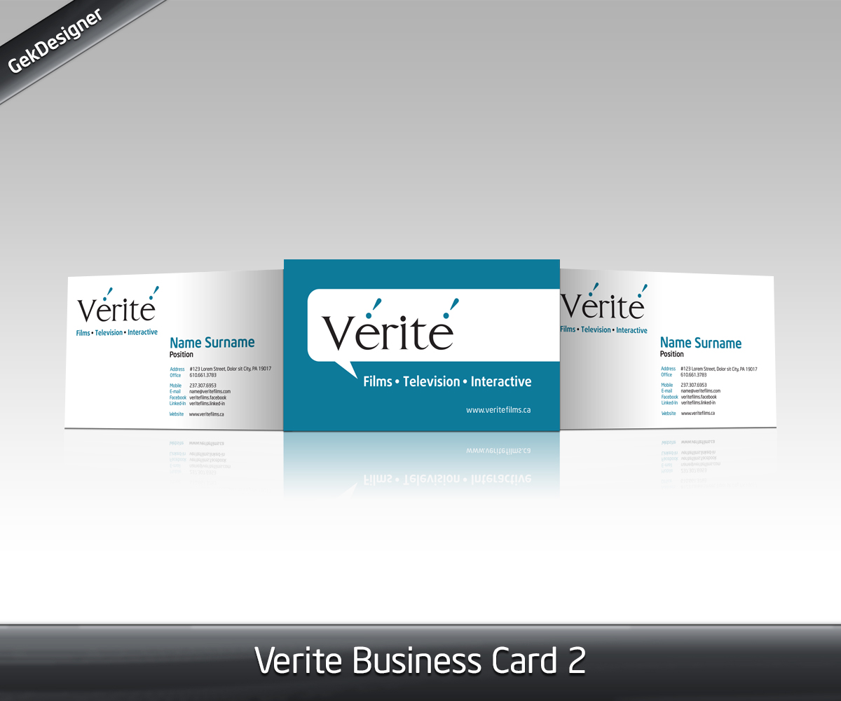 Business Card Design by gekgrfx for Vérité Films Inc. | Design #1228331