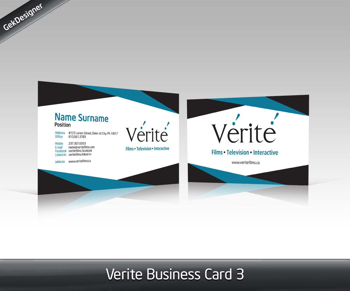 Visitenkarten-Design von gekgrfx für Vérité Films Inc. | Design #1228333