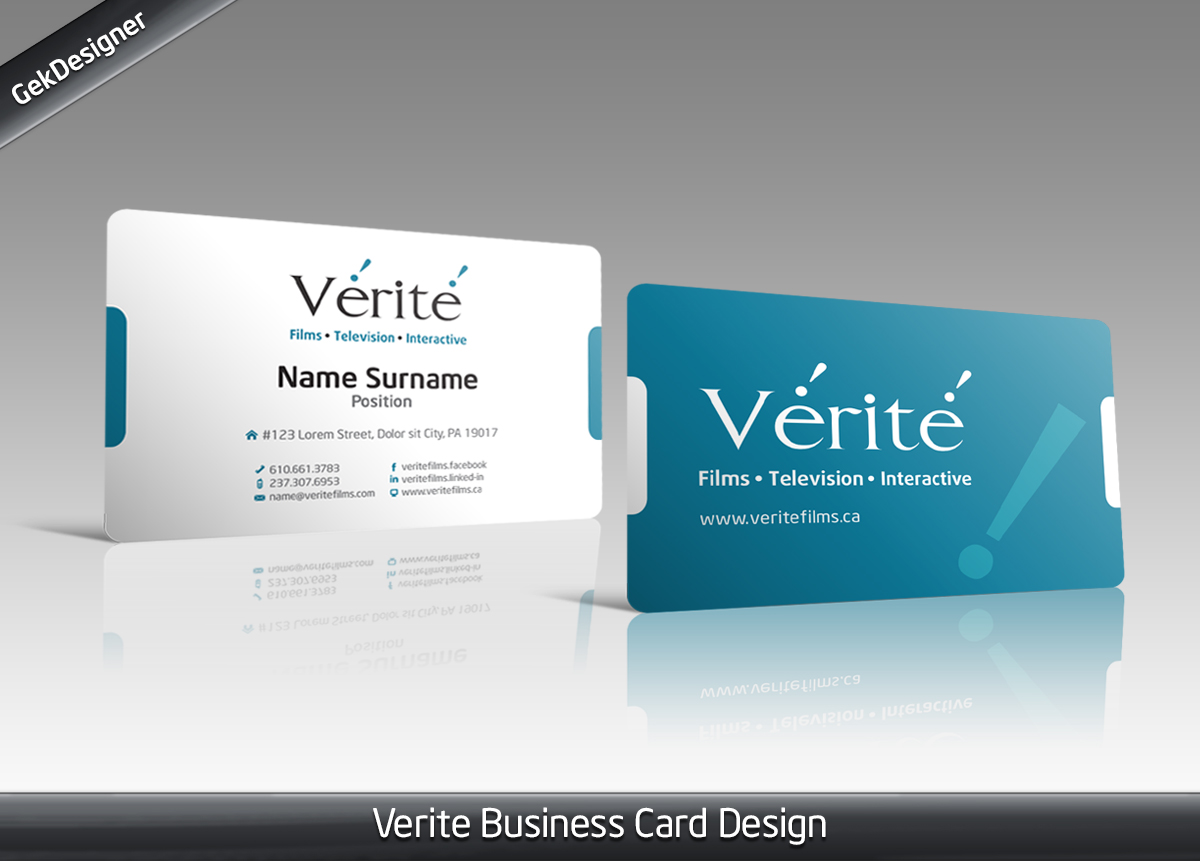Business Card Design by gekgrfx for Vérité Films Inc. | Design #1259313