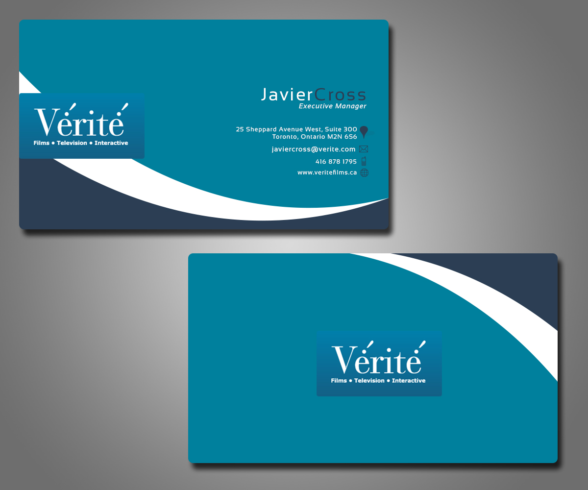 Visitenkarten-Design von RhythmGraphics für Vérité Films Inc. | Design #1238660