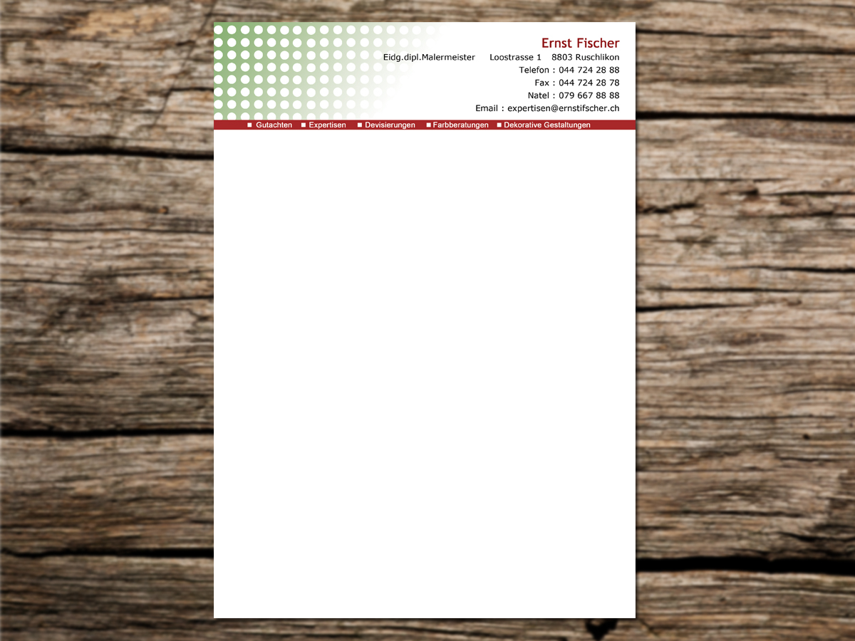 Letterhead Design by Sandaruwan for Ernst Fischer Malergeschäft AG | Design #4332949