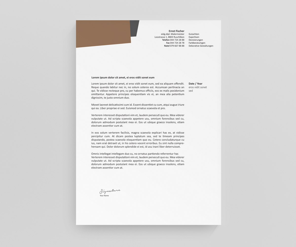 Letterhead Design by Creative Youngers for Ernst Fischer Malergeschäft AG | Design #4334731
