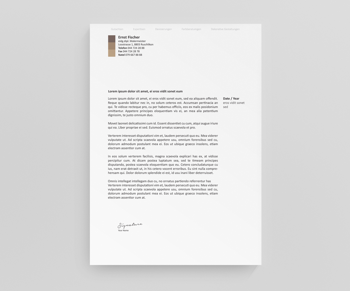 Letterhead Design by Creative Youngers for Ernst Fischer Malergeschäft AG | Design #4334775