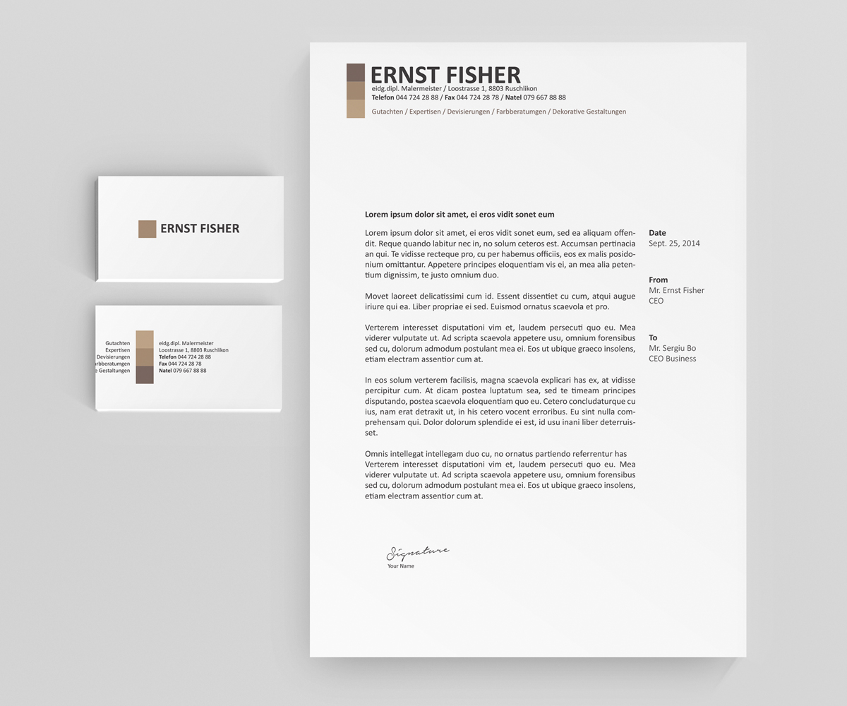 Diseño de Membrete por Creative Youngers para Ernst Fischer Malergeschäft AG | Diseño #4334781