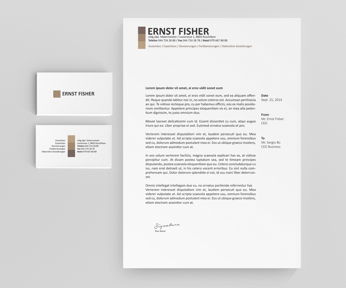 Diseño de Membrete por Creative Youngers para Ernst Fischer Malergeschäft AG | Diseño #4334784