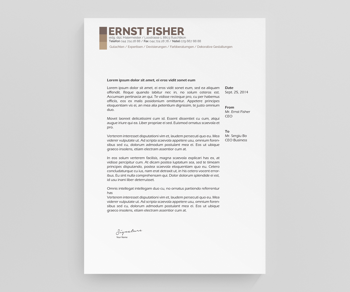 Briefkopf-Design von Creative Youngers für Ernst Fischer Malergeschäft AG | Design #4352112