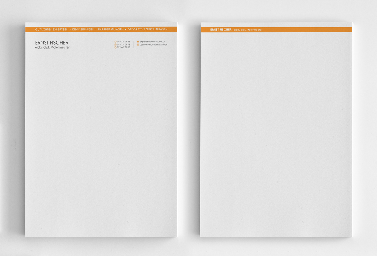 Letterhead Design by logodentity for Ernst Fischer Malergeschäft AG | Design #4295344