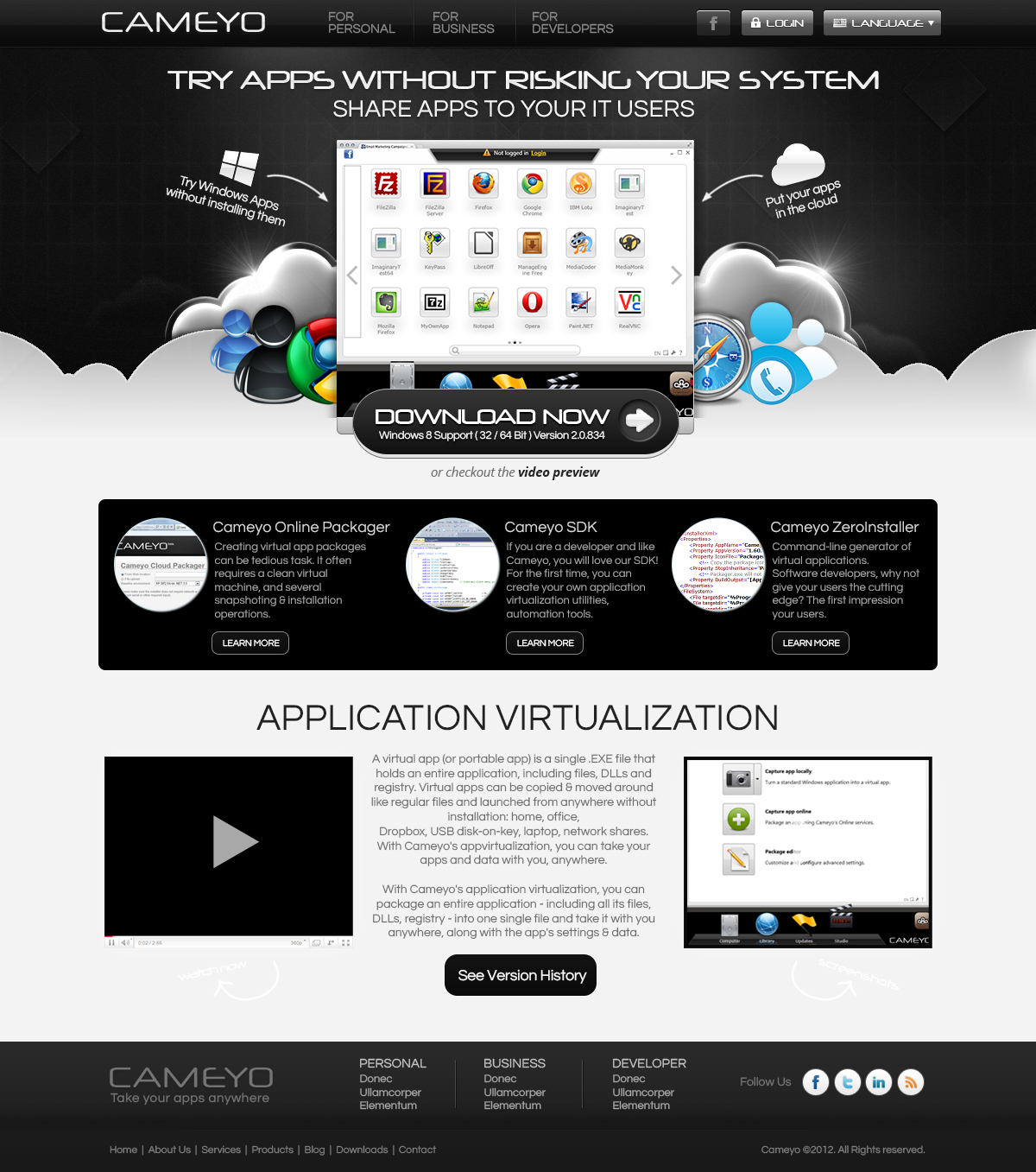 Web Design by Dezine Engine for Cameyo | Design #1230834