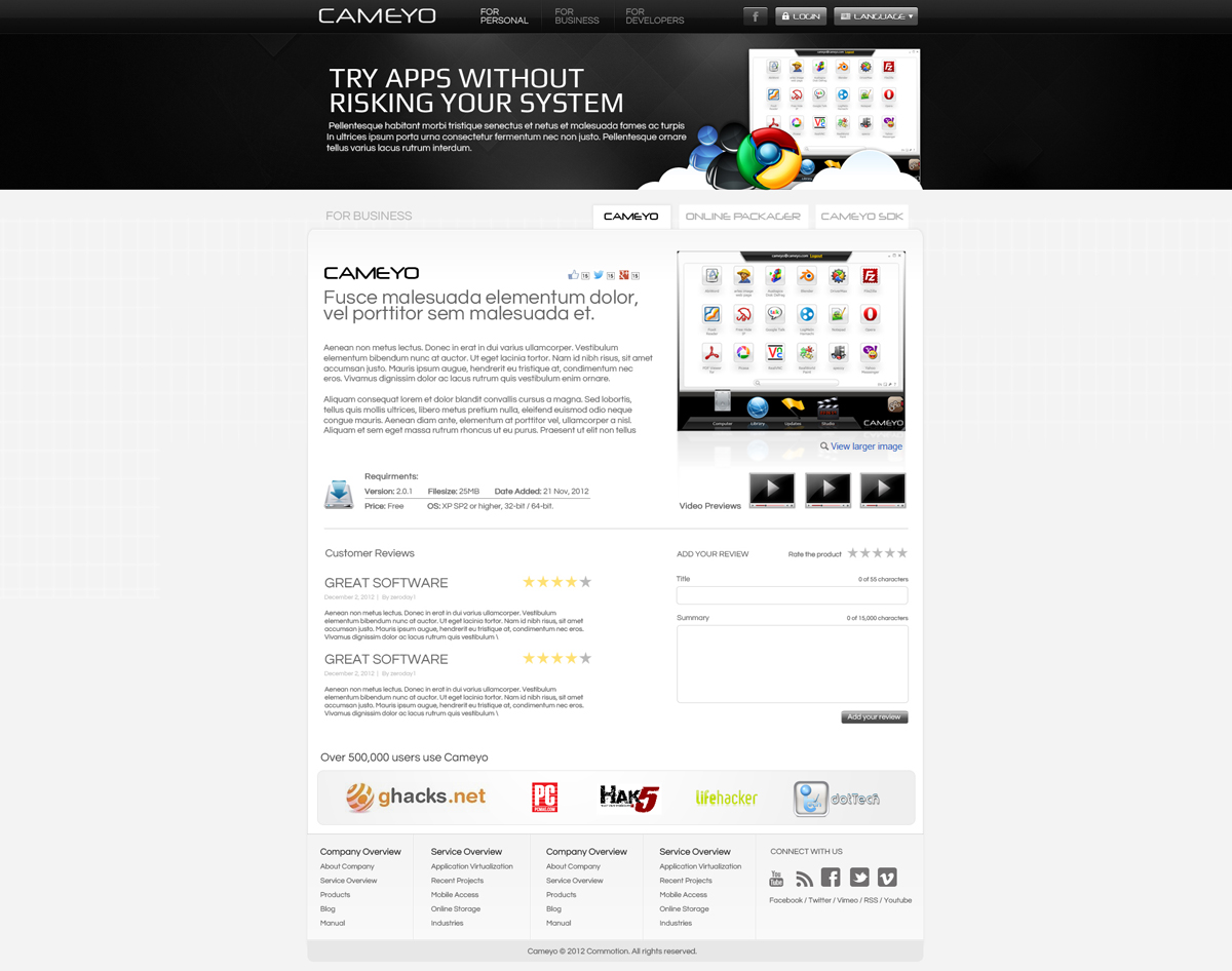 Web Design by Dezine Engine for Cameyo | Design #1254365
