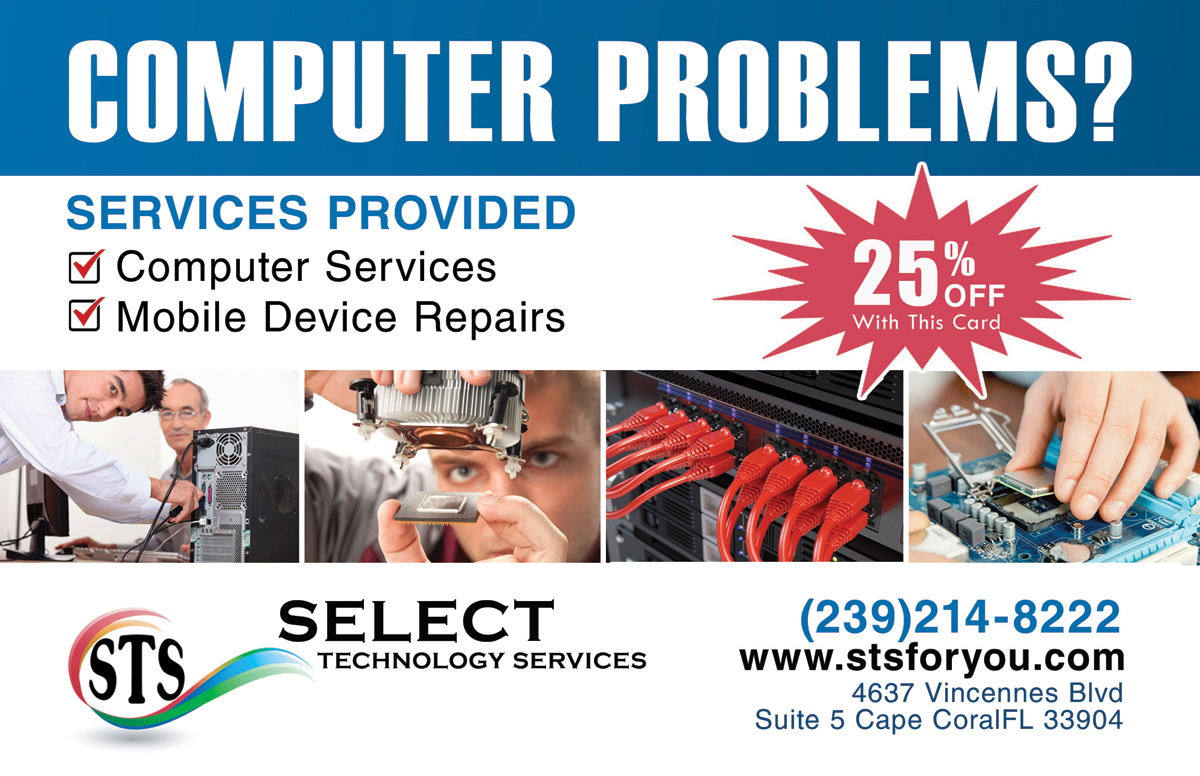 Postcard Design by NatPearlDesigns for Select Technology Services LLC | Design #4301461