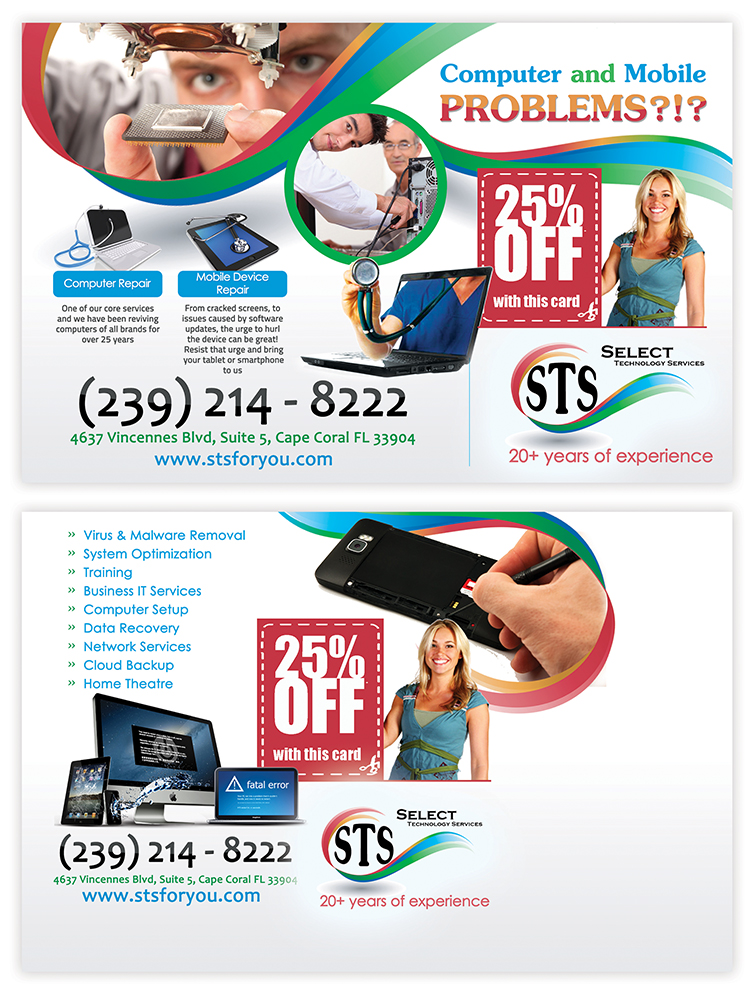 Postcard Design by creationz2011 for Select Technology Services LLC | Design #4321828