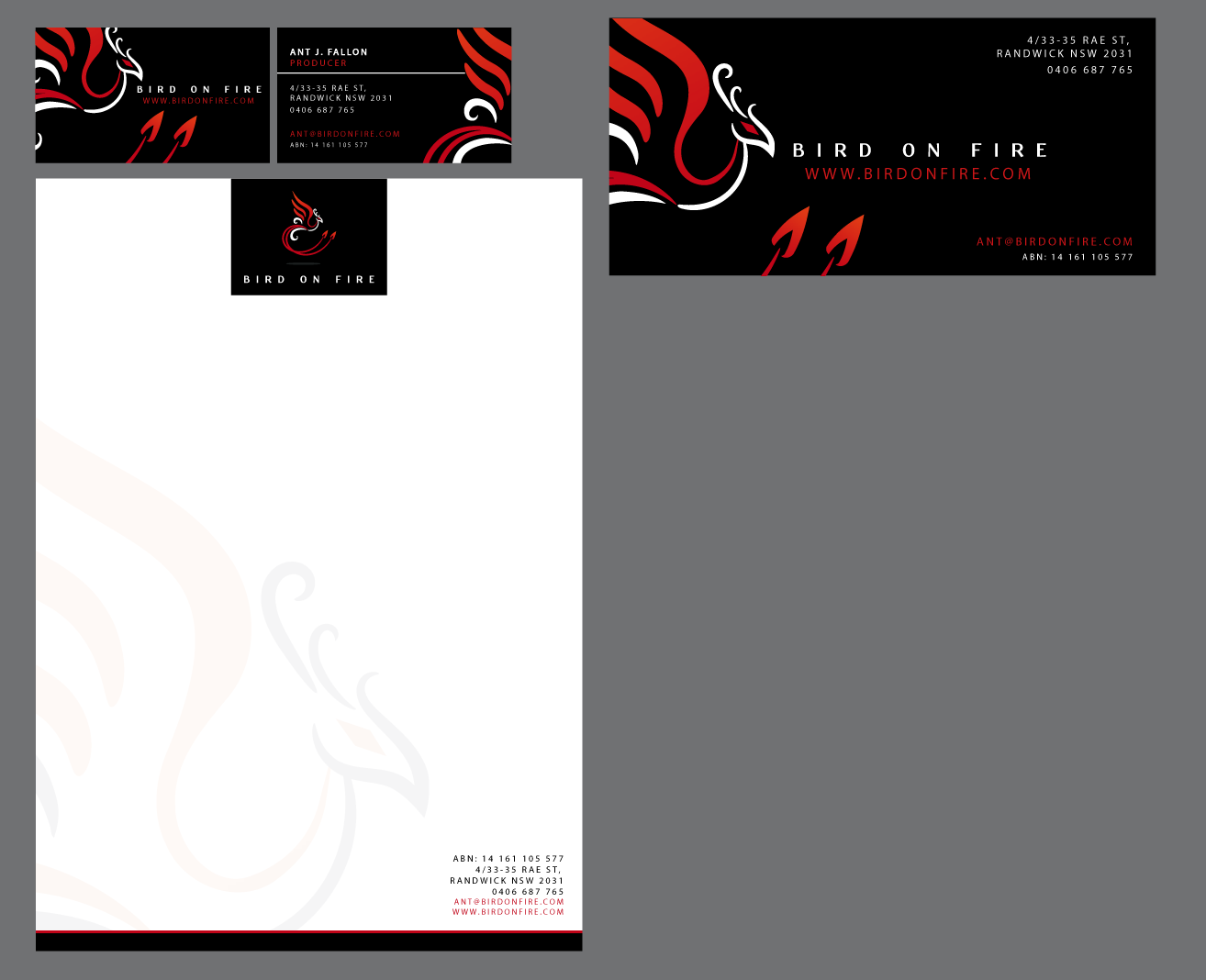 Stationery Design by Andrea for Bird on Fire Pty Ltd | Design #1229698