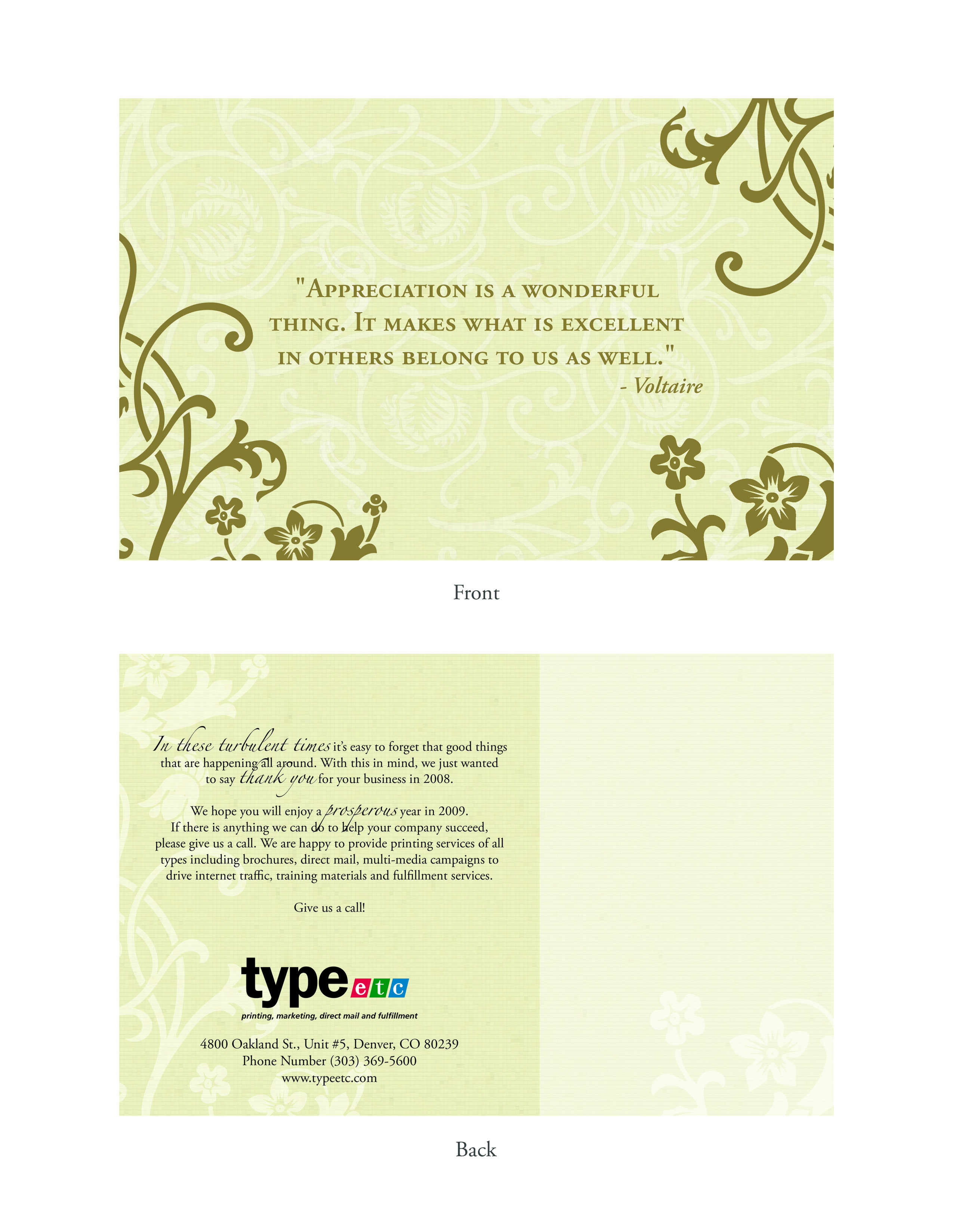 Graphic Design by M.U. Designs for Type Etc. | Design: #4755