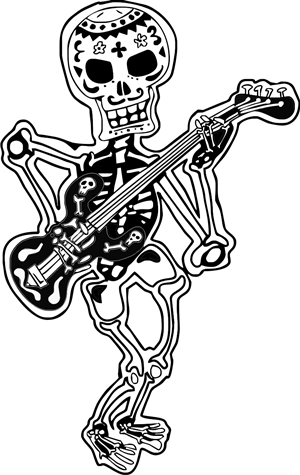 Electric Bass T-Shirt - Kokopelli with a 'Día de los Muertos' feel | T-Shirt-Design von ChrisMoon
