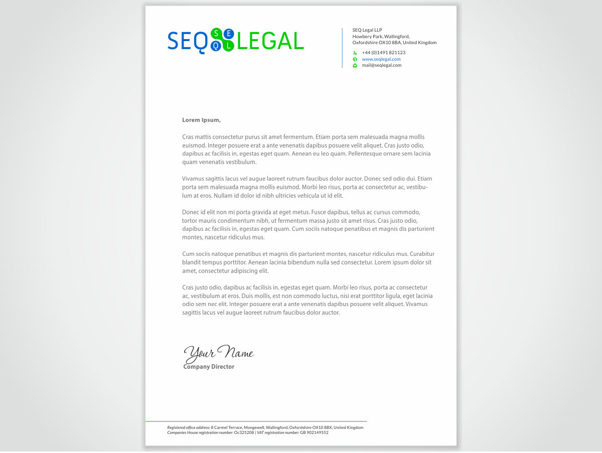 Letterhead Design by HYPdesign for SEQ Legal | Design #1233860