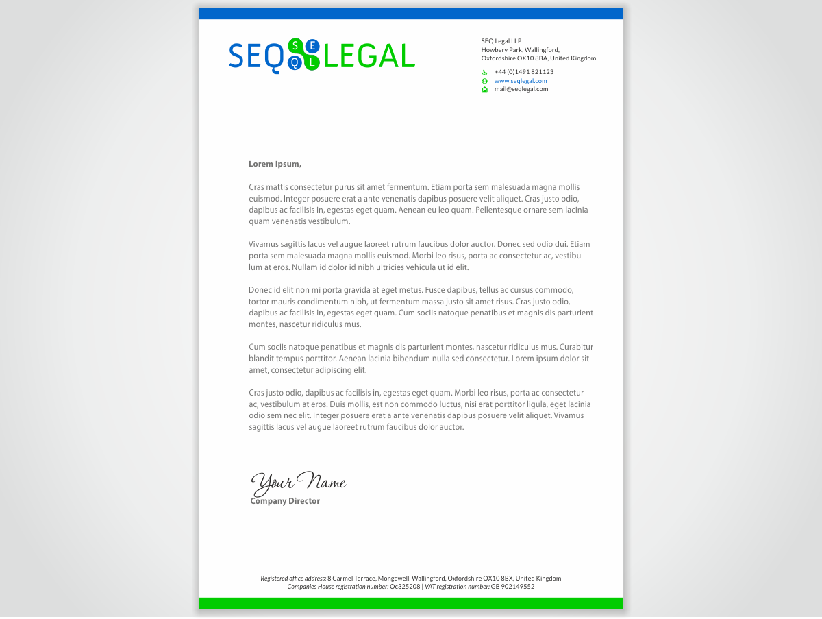 Diseño de Membrete por HYPdesign para SEQ Legal | Diseño #1233866