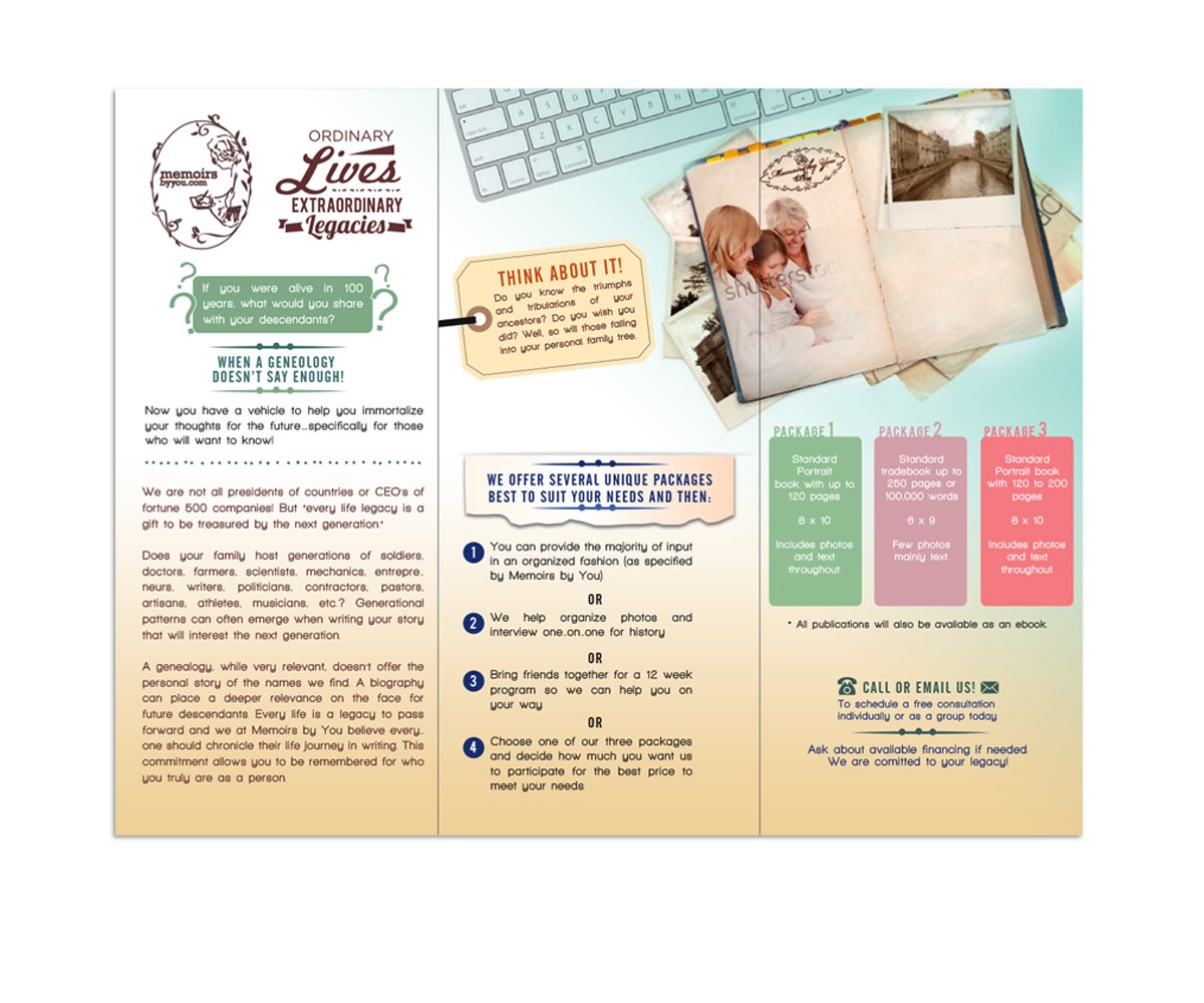 Brochure Design by apl design solutions for Memoirs by You | Design #4518261