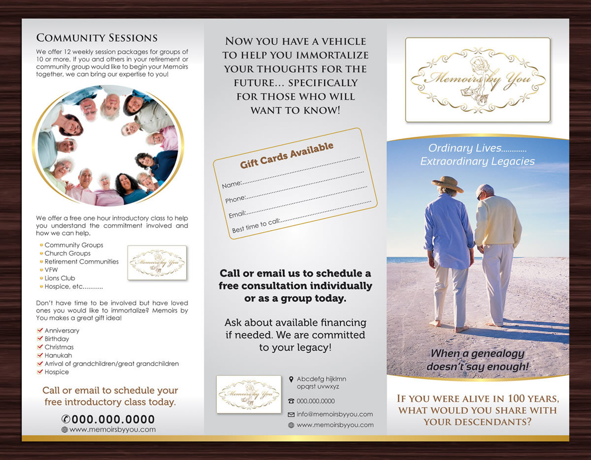 Design de Brochure par Sbss pour Memoirs by You | Design #4472912