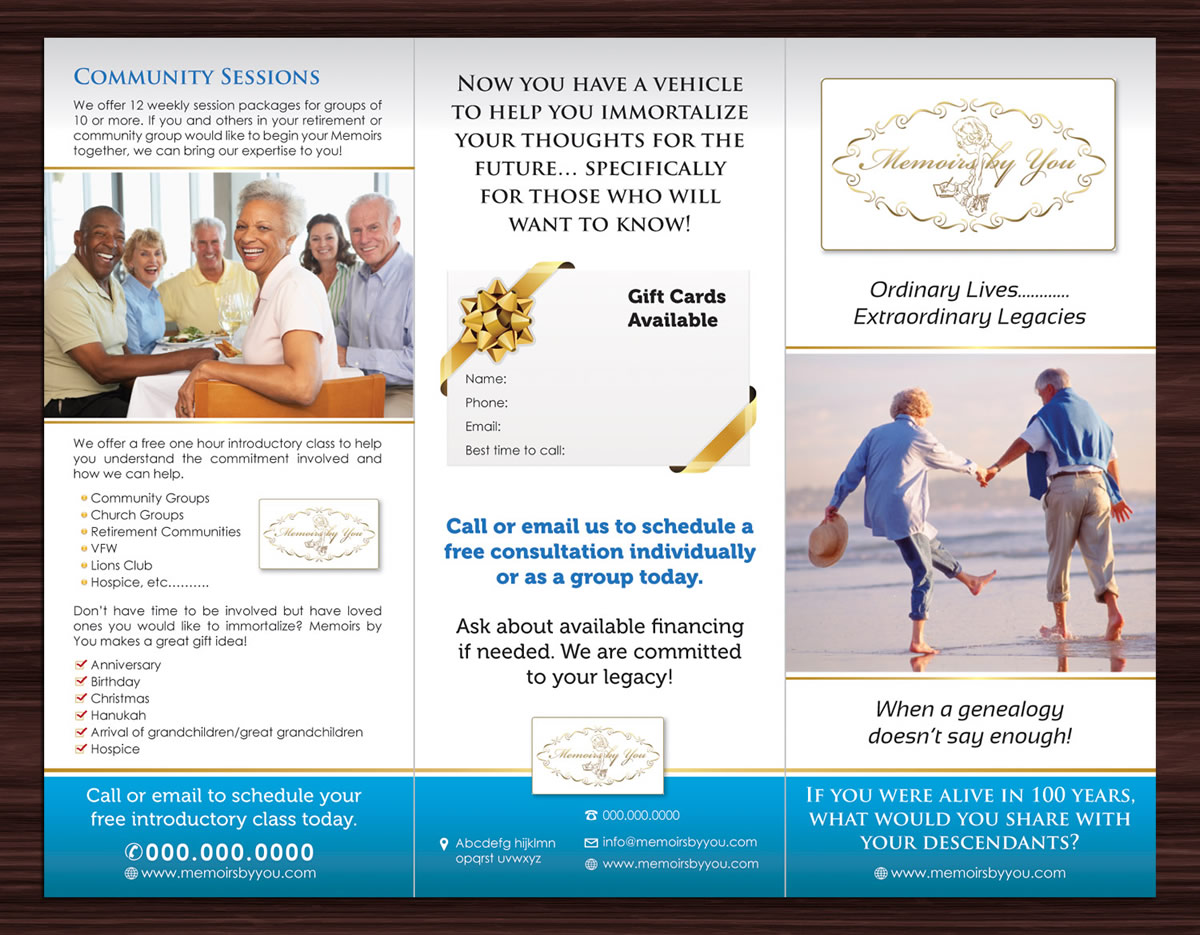 Design de Brochure par Sbss pour Memoirs by You | Design #4472914