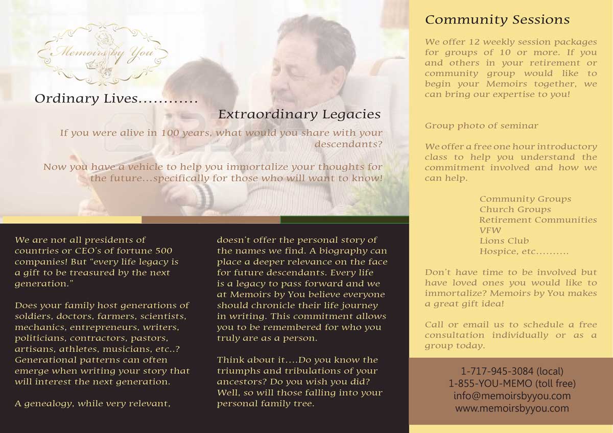 Brochure Design by Mudboots for Memoirs by You | Design #4475366
