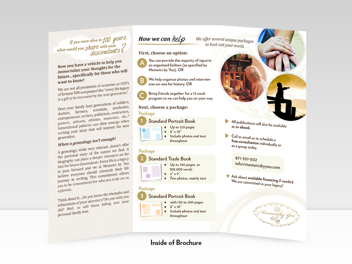 Design de Brochure par Designermilk pour Memoirs by You | Design #4465627