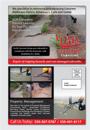 Da Re Concrete Post Card Design Project | Card Design by Sbss