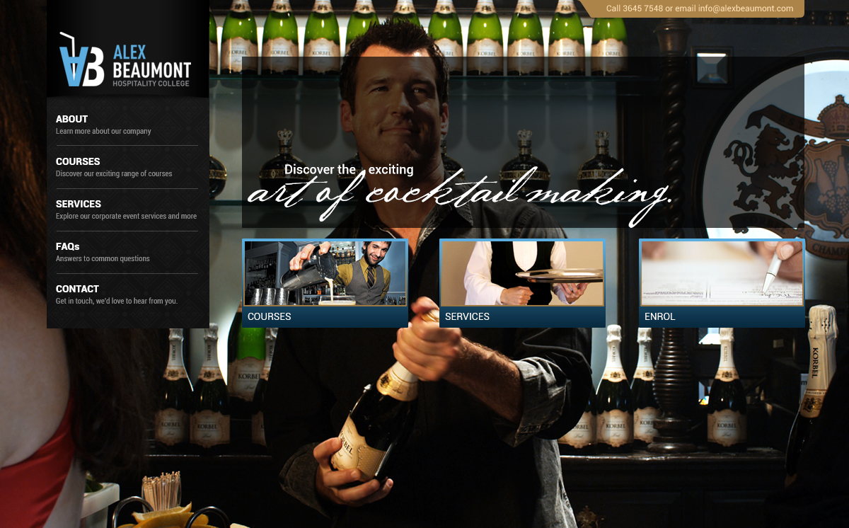 Web Design by Tinashe D. Kavumbura for Alex Beaumont Hospitality College | Design #1330189