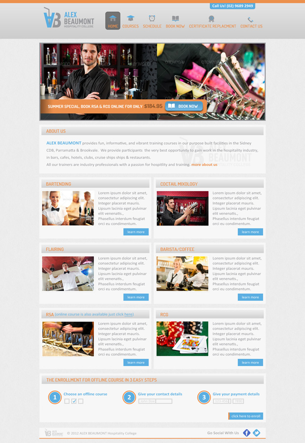 Web Design by solaris for Alex Beaumont Hospitality College | Design #1272927