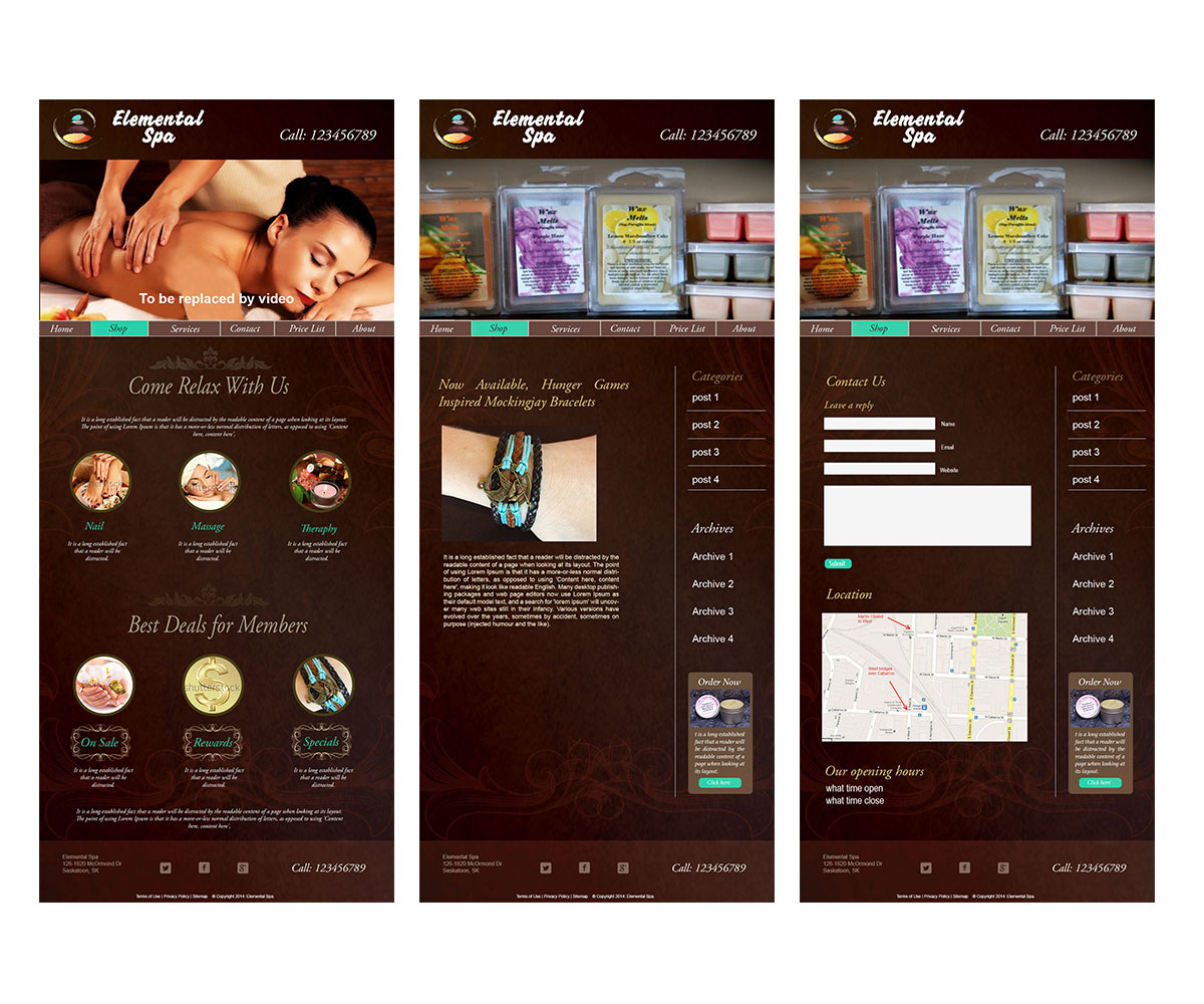 Wordpress Design by connexis for Elemental Spa | Design #4422665