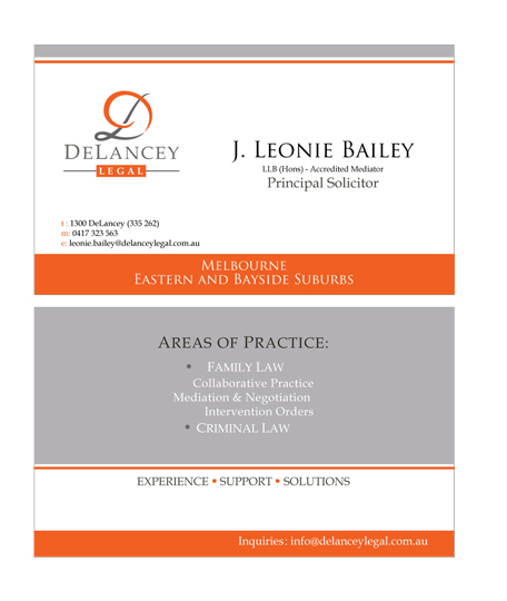 Business Card Design by ERICK ANDRE VOORNEMAN for DeLancey Legal | Design #4388385