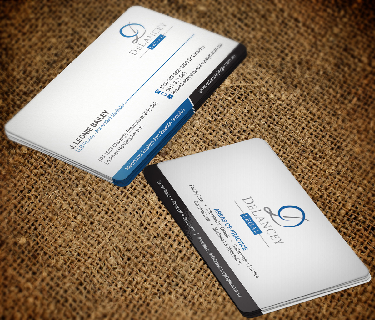 Diseño de Tarjeta de Presentación por WebixBD para DeLancey Legal | Diseño #4366979