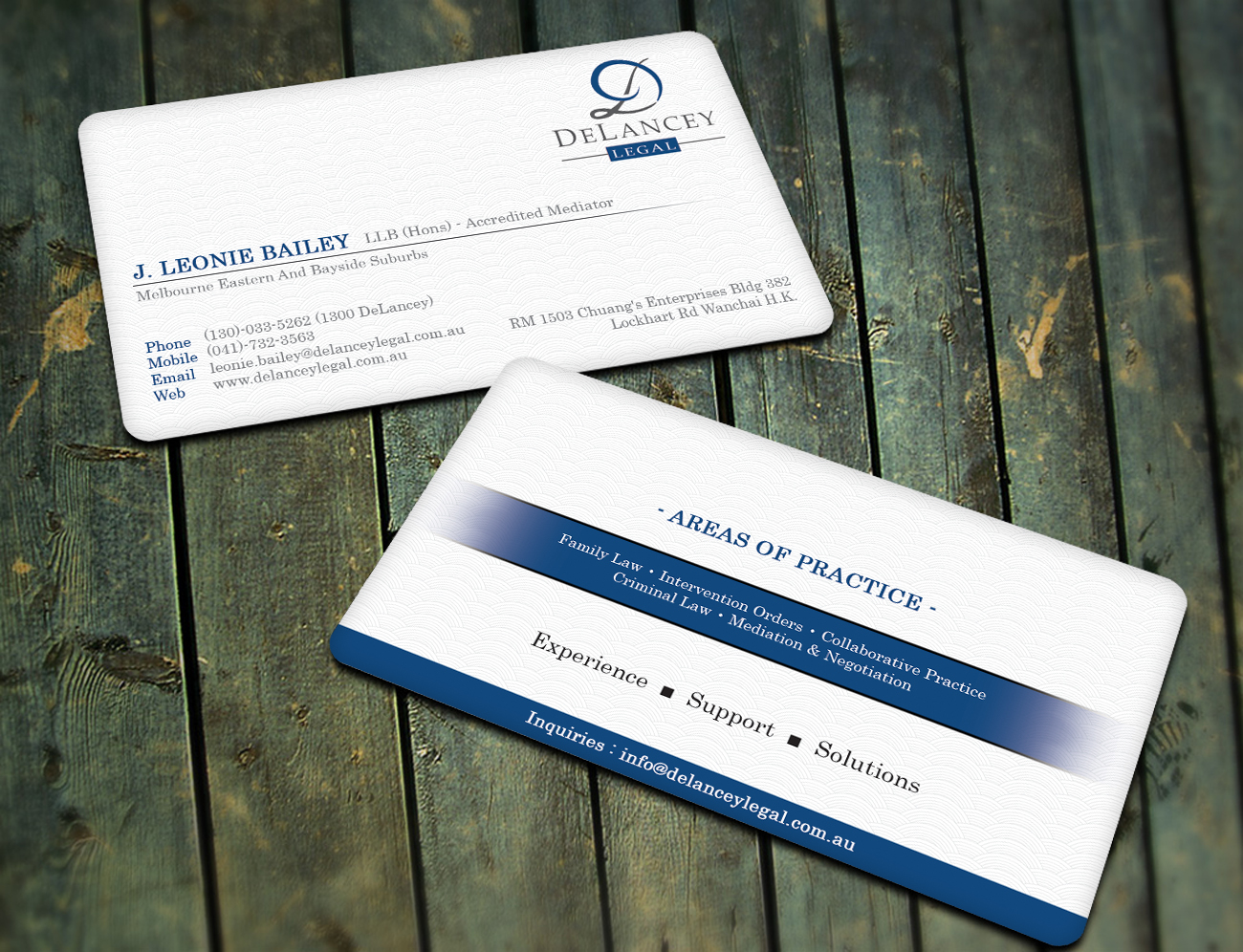 Diseño de Tarjeta de Presentación por WebixBD para DeLancey Legal | Diseño #4767886