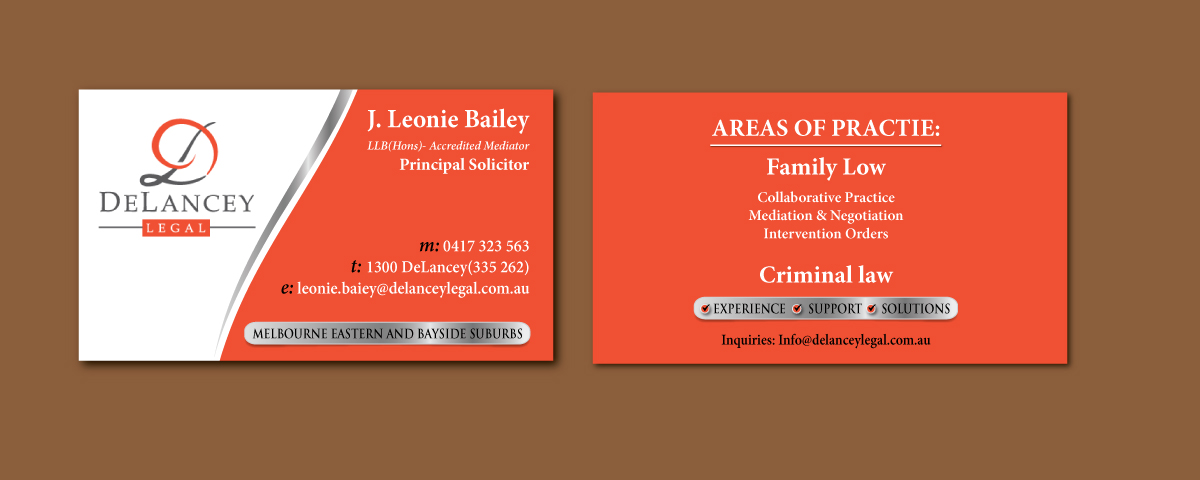 Visitenkarten-Design von meet007 für DeLancey Legal | Design #4413314